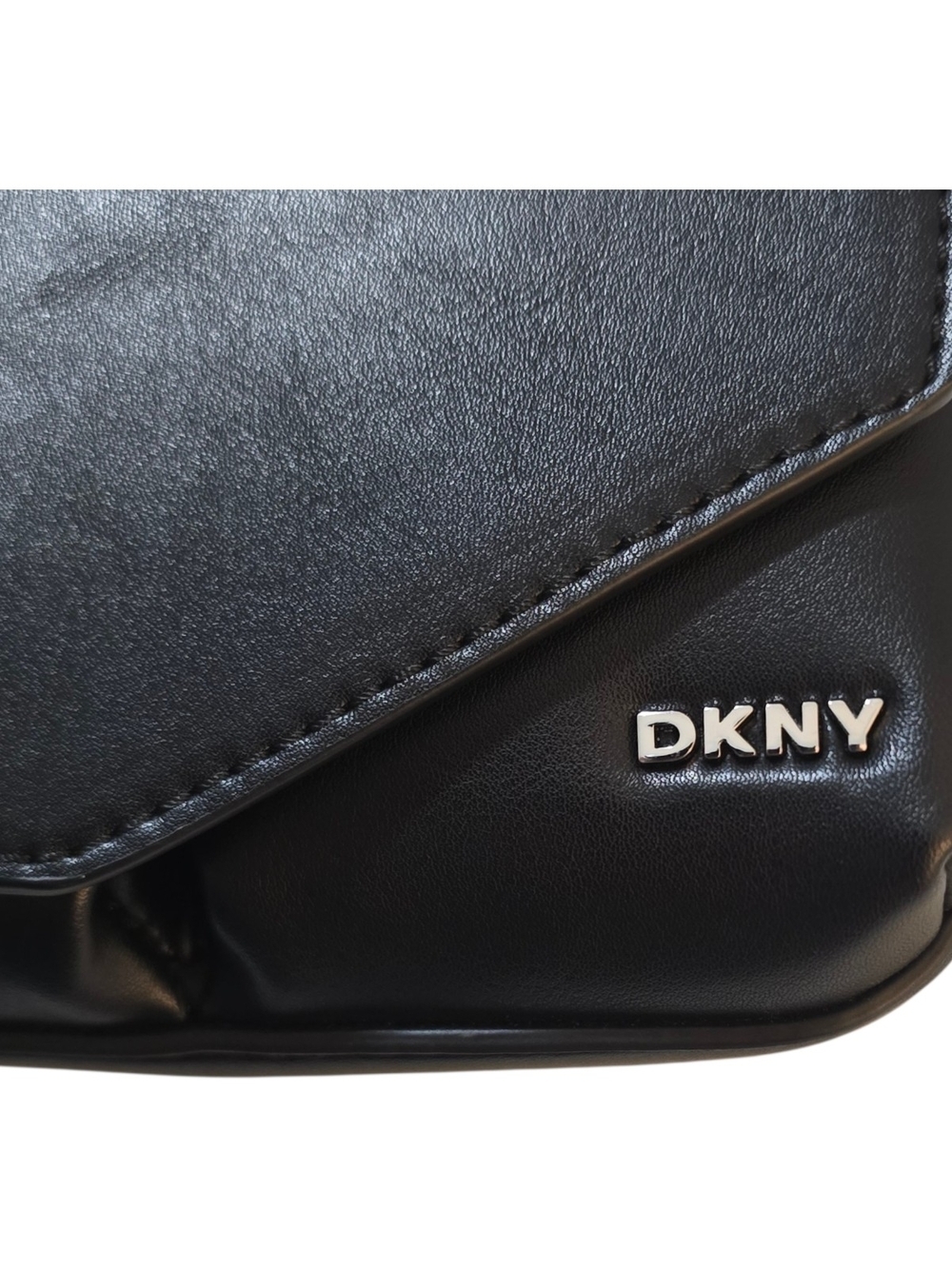 DKNY Black Leather Shoulder Bag Small Crossbody Purse Silver Hardware - Picture 4 of 6